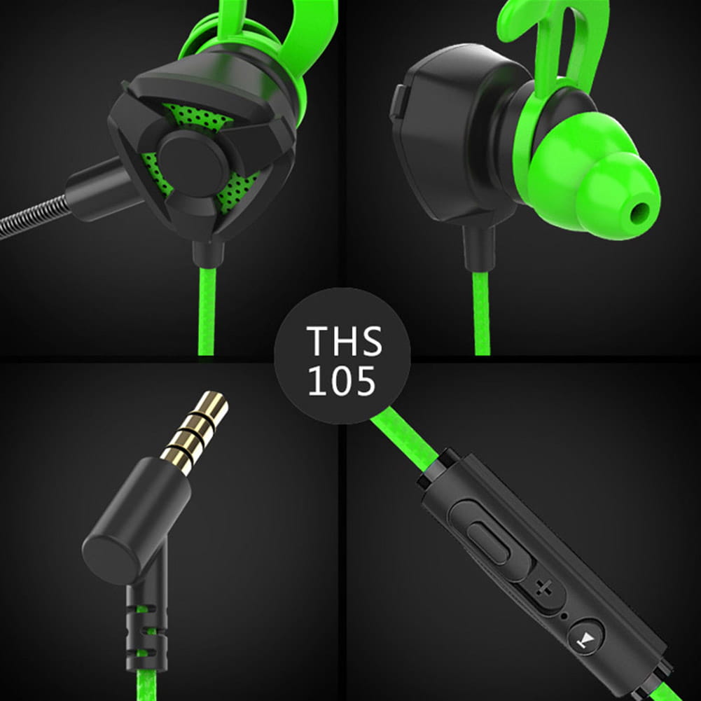 Portable Dynamic Noise Reduction In-Ear Wired Call Earphones Gaming Computer Earpiece With Dual Mic