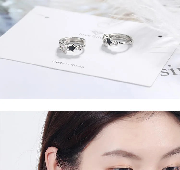 XIYANIKE 925 Sterling Silver Prevent Allergy Handmade Earrings for Women Trendy Elegant Star Geometric Crystal Jewelry