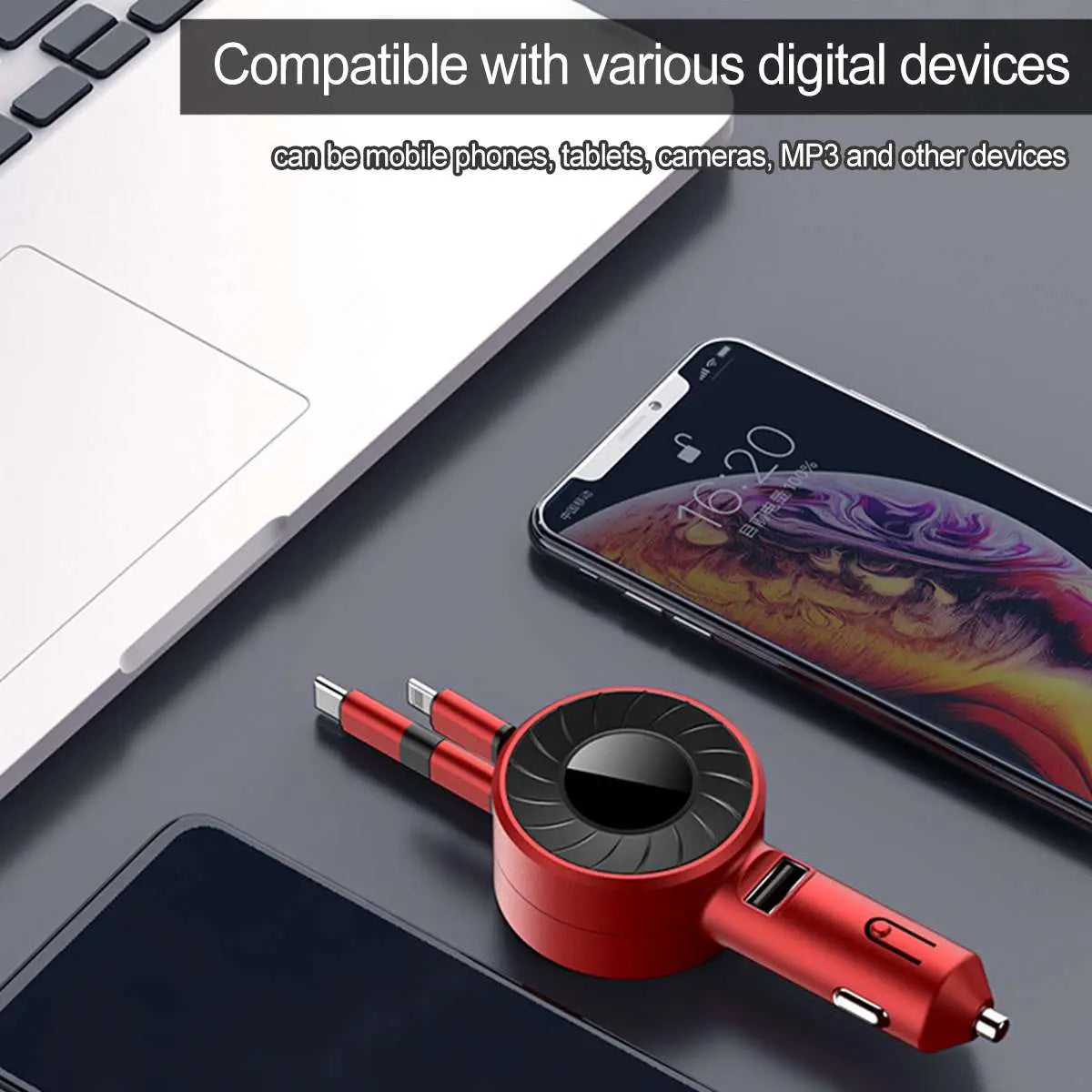 3-IN-1 Car Charger Mobile Phone Adapter