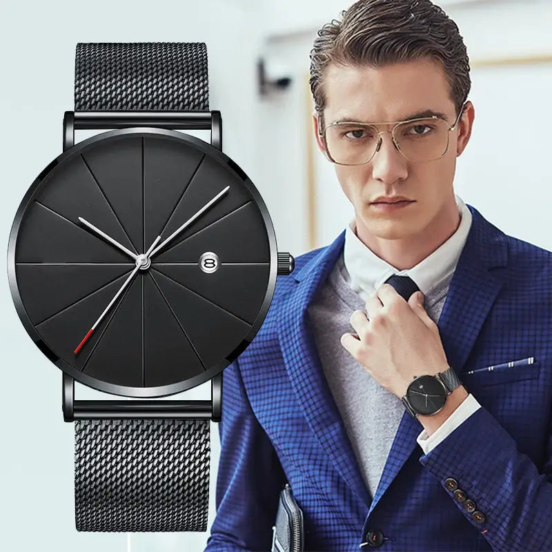Mesh Band Steel Watch - Classic Men’s Timepiece