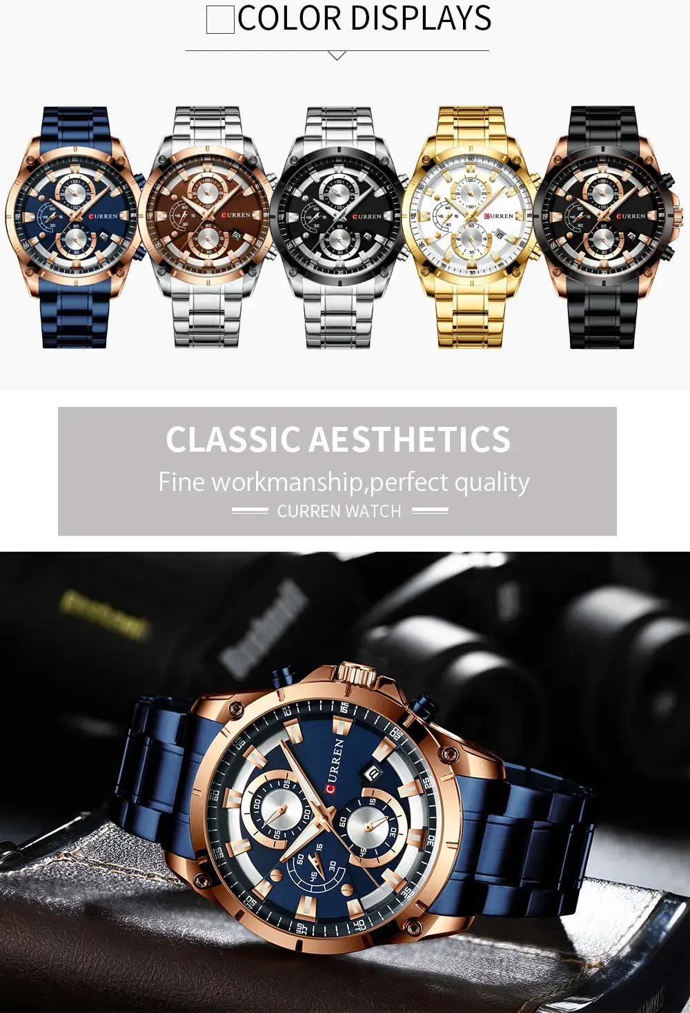 CURREN 8360 Men’s Waterproof Quartz Watch with Calendar