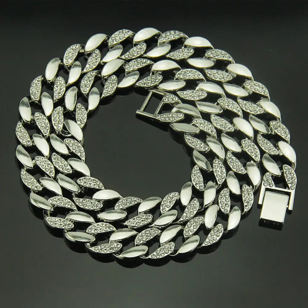 Cross Border Popular Hip Hop In Europe And America 18 K Gold Men’s Diamond Necklace 30 Inch Large Chain Cuban Necklac