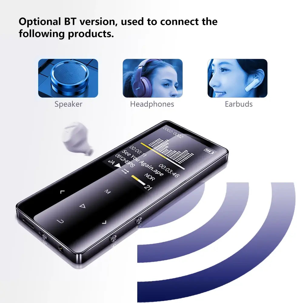 BTSMONE New Version MP3 Music Player Support Bluetooth with Loud Speaker and Built-in 16GB HiFi Portable Walkman
