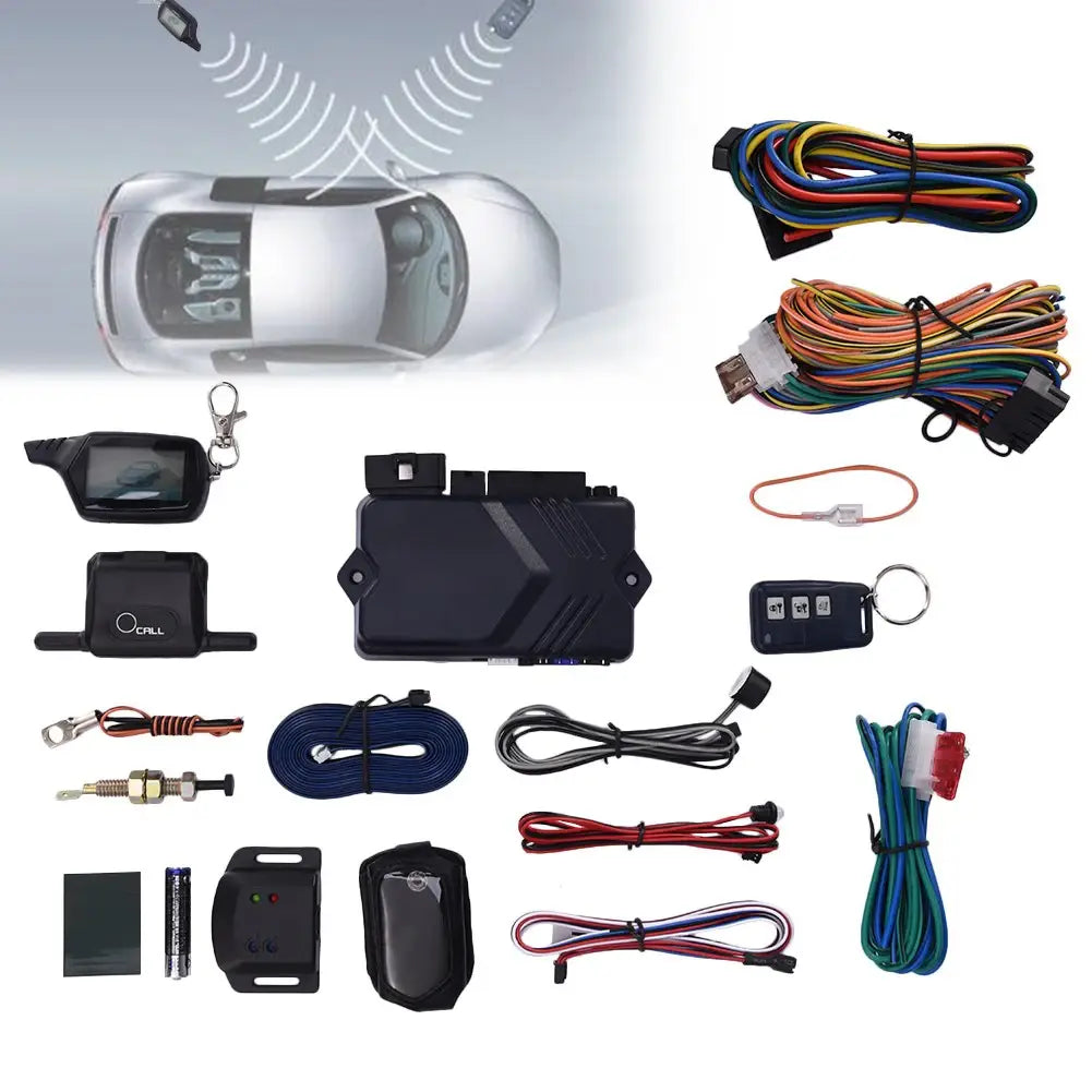 English Russian Version B9 Two-way Start Car Alarm Burglar System Remote Control With Silicone Cover Gift