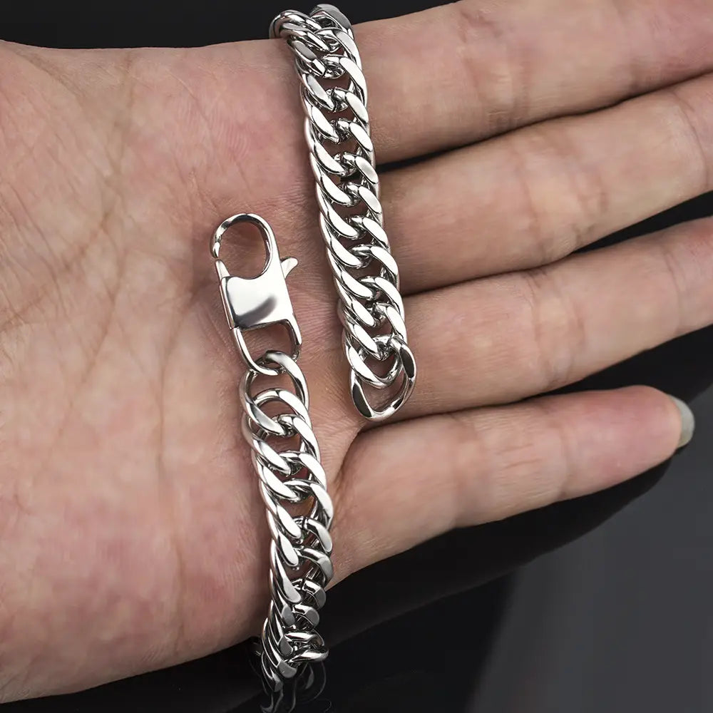 HNSP Punk 10MM Cuba Chain Bracelet For Men Male Stainless