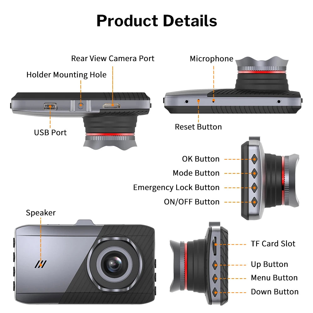 Deelife Car DVR 1296P Video Recorder Dash Cam