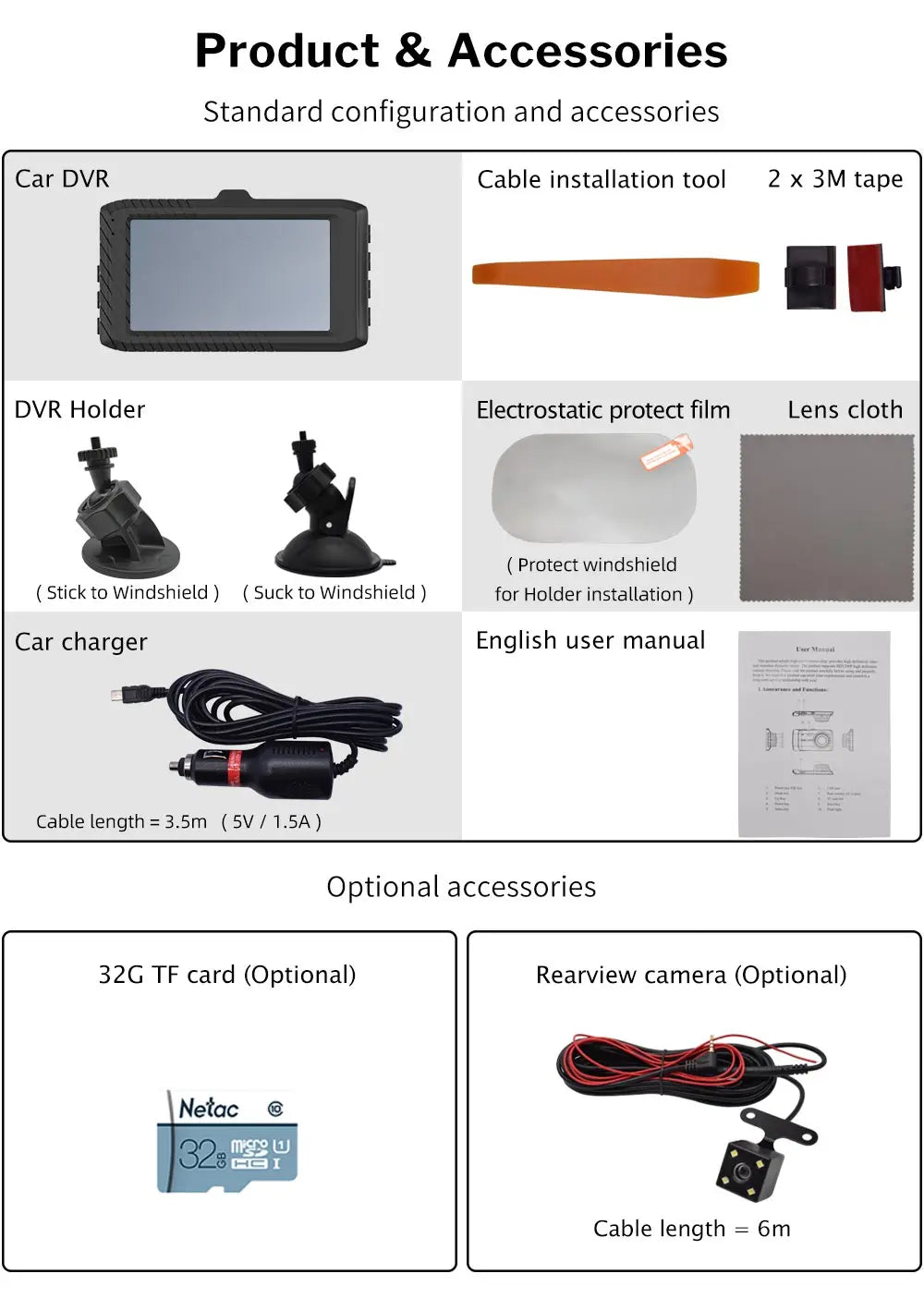 Deelife Car DVR 1296P Video Recorder Dash Cam