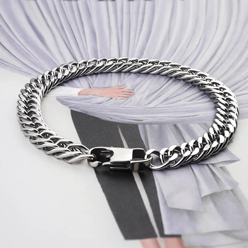 HNSP Punk 10MM Cuba Chain Bracelet For Men Male Stainless
