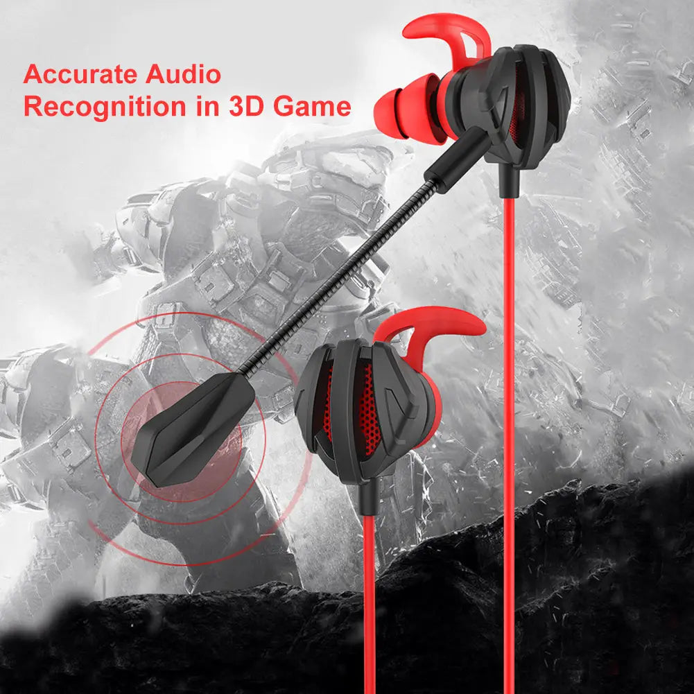 Portable Dynamic Noise Reduction In-Ear Wired Call Earphones Gaming Computer Earpiece With Dual Mic