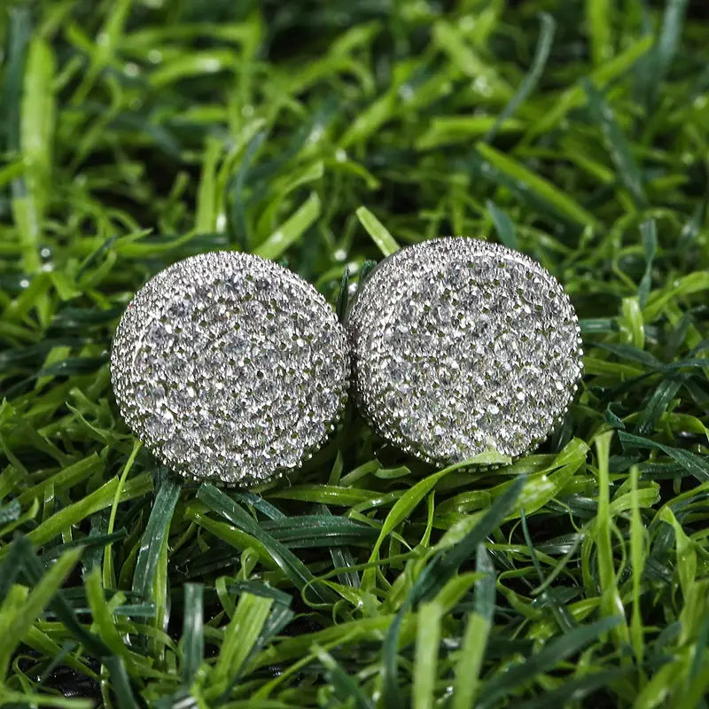 Hip HOP 1Pair Micro Full Paved Rhinestone Round Zircon CZ Stone Bling Iced Out Stud Earring Copper Earrings For Men