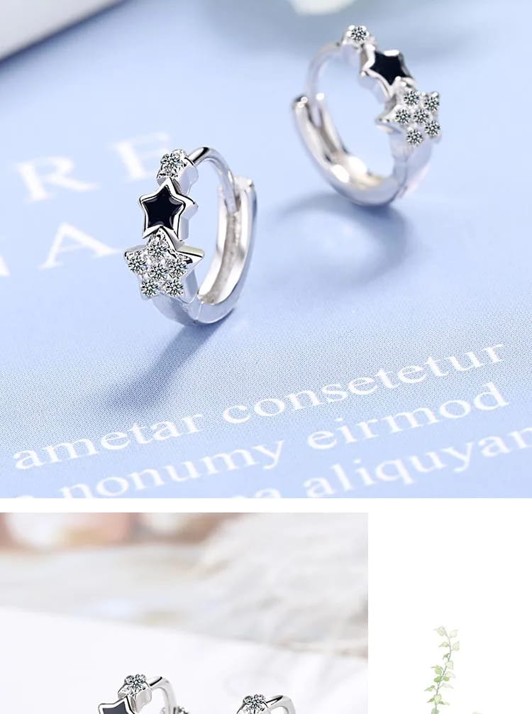 XIYANIKE 925 Sterling Silver Prevent Allergy Handmade Earrings for Women Trendy Elegant Star Geometric Crystal Jewelry
