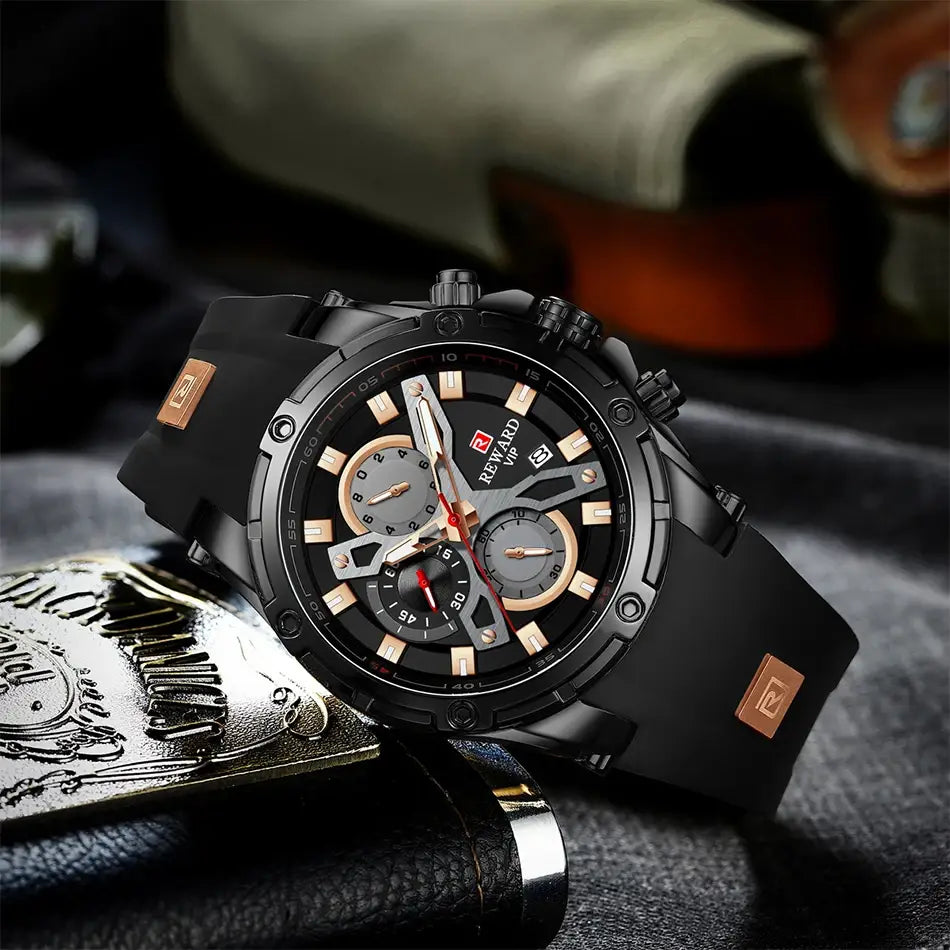 2023 New REWARD Mens Watches Blue Waterproof Top Luxury Brand Chronograph Sport Watch Quartz For Men Wristwatch