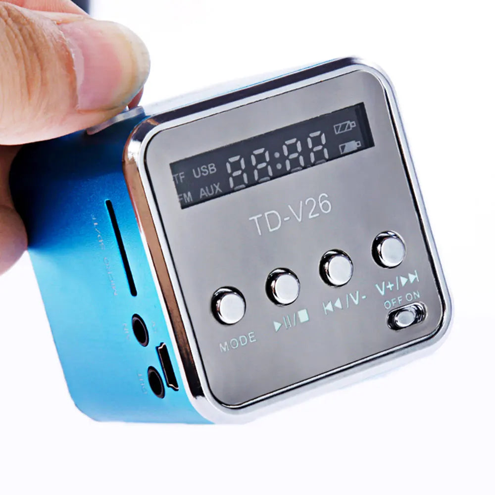 Mini TD-V26 Digital FM Radio Speaker Portable Receiver With LCD Stereo Loudspeaker Support Micro TF Card A2