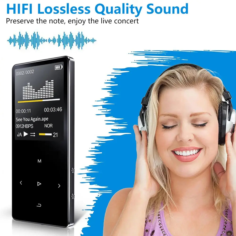 BTSMONE New Version MP3 Music Player Support Bluetooth with Loud Speaker and Built-in 16GB HiFi Portable Walkman