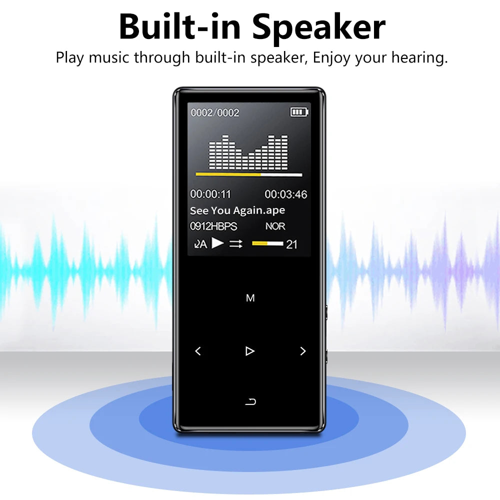 BTSMONE New Version MP3 Music Player Support Bluetooth with Loud Speaker and Built-in 16GB HiFi Portable Walkman