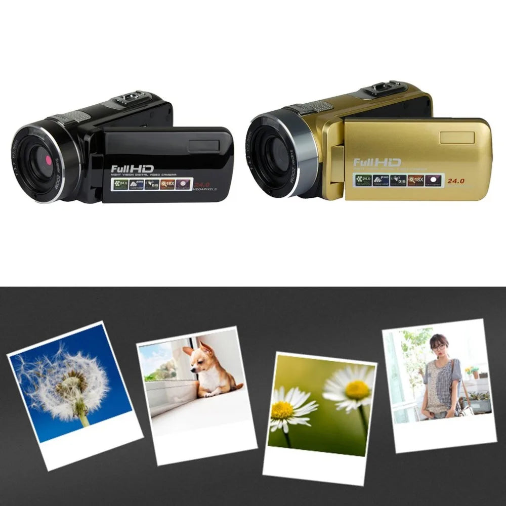 24MP Digital Camera 1920 x 1080 Full HD Night Vision 3.0 Inch LCD Screen 18X Zoom Video Camcorder Mini DV Drop Shipping