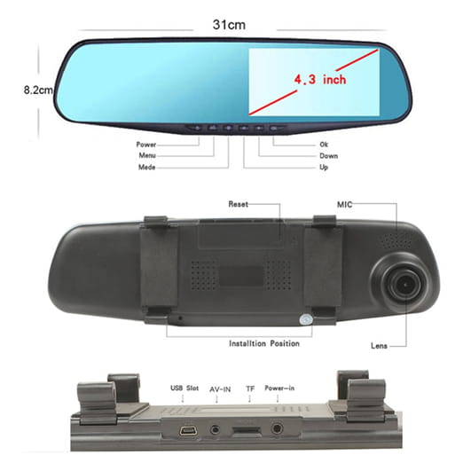 Factory wholesale Car Dash Cam 4.3’’ LCD FHD 1080p Dual