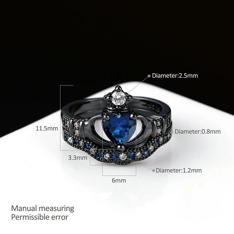Carofeez Charm Couple Ring Stainless Steel Black Men’s Blue Zircon Women’s Sets Valentine’s Day Wedding Bands