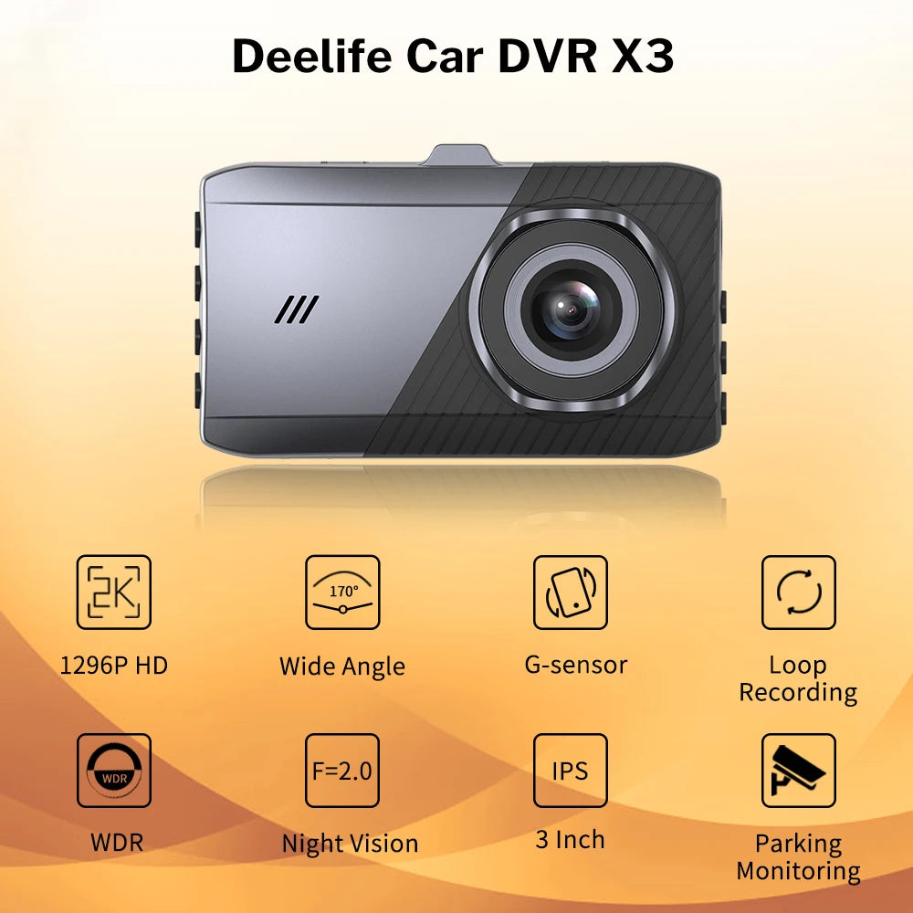 Deelife Car DVR 1296P Video Recorder Dash Cam