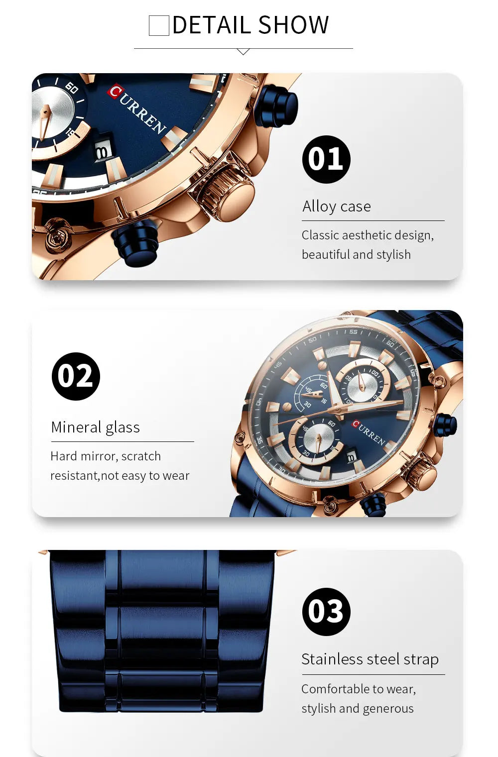 CURREN 8360 Men’s Waterproof Quartz Watch with Calendar