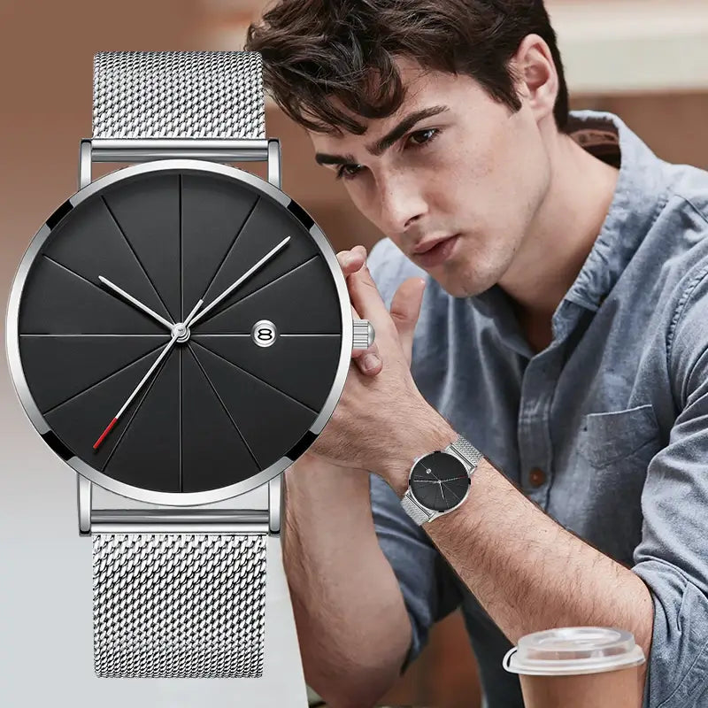 Mesh Band Steel Watch - Classic Men’s Timepiece