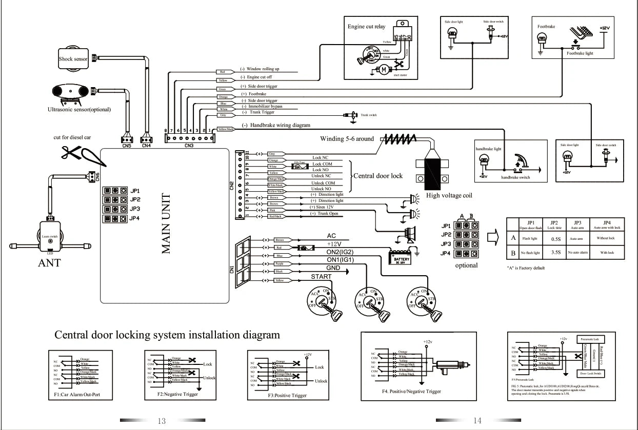 2 Way Car Alarm System Autostart Security Vibration Sound Light Prompt of Anti-Theft Alert Burglar Remote Control