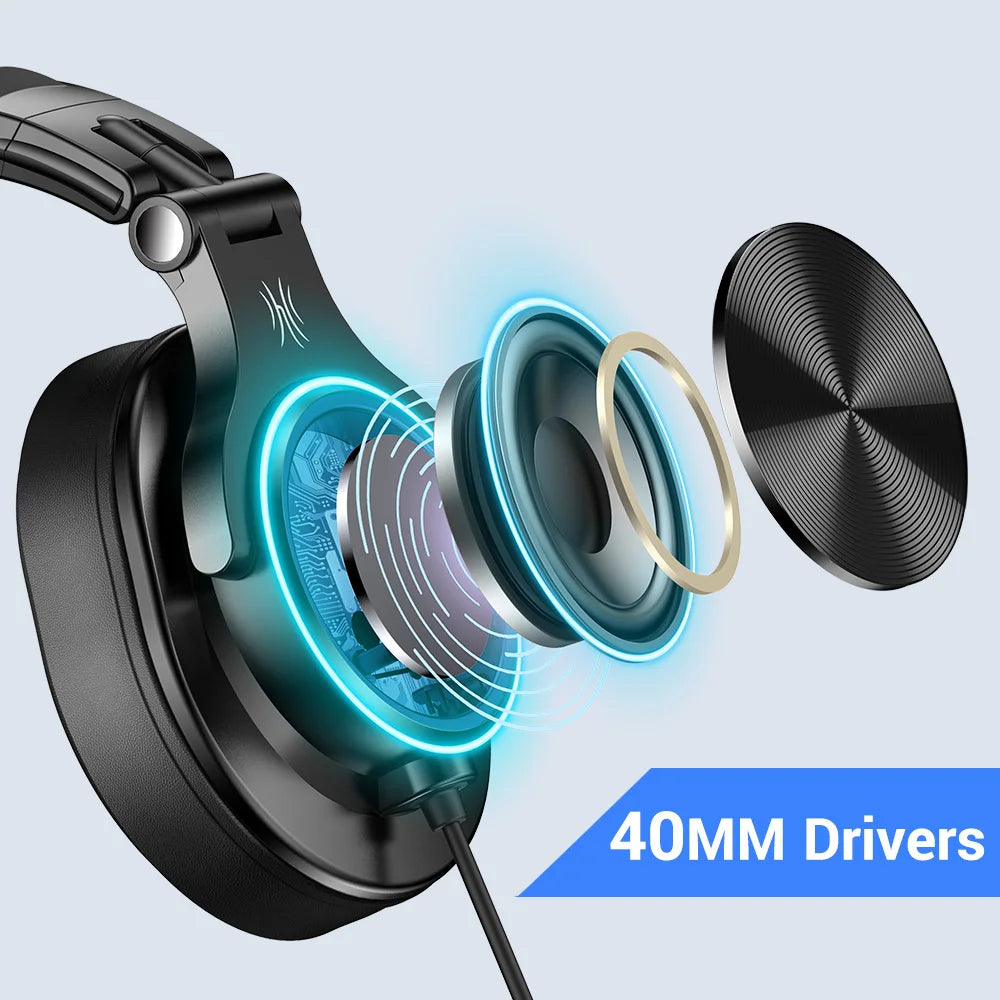 Oneodio Wired Gaming Headset with Detachable Microphone and Blue Accents