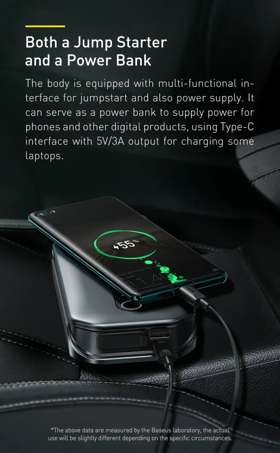 Baseus 1000A Car Jump Starter Power Bank 12000mAh Portable Battery Station For 3.5L/6L Emergency Booster Starting Device