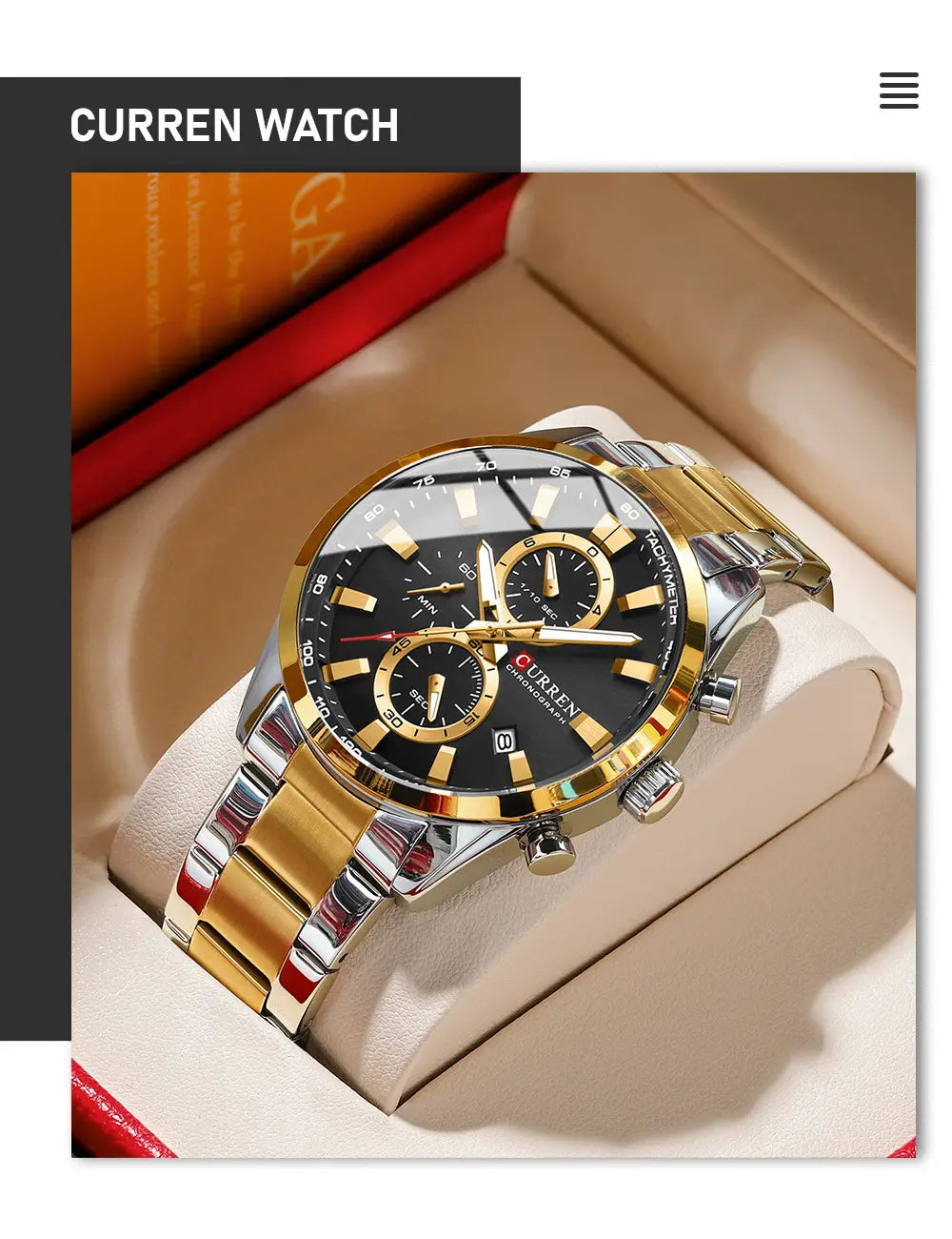 Curren 8445 Men’s Quartz Watch with Calendar and Steel Band