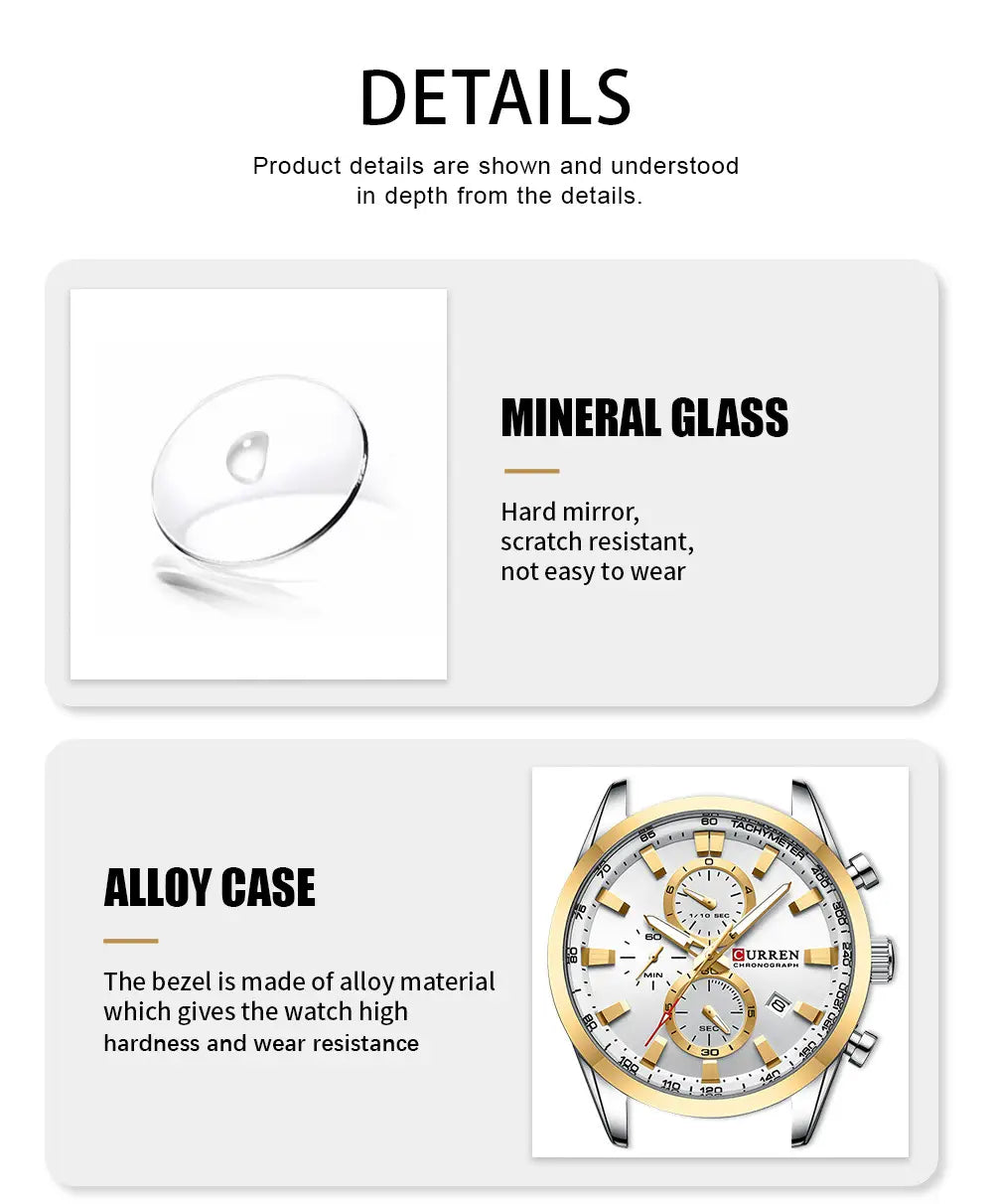 Curren 8445 Men’s Quartz Watch with Calendar and Steel Band