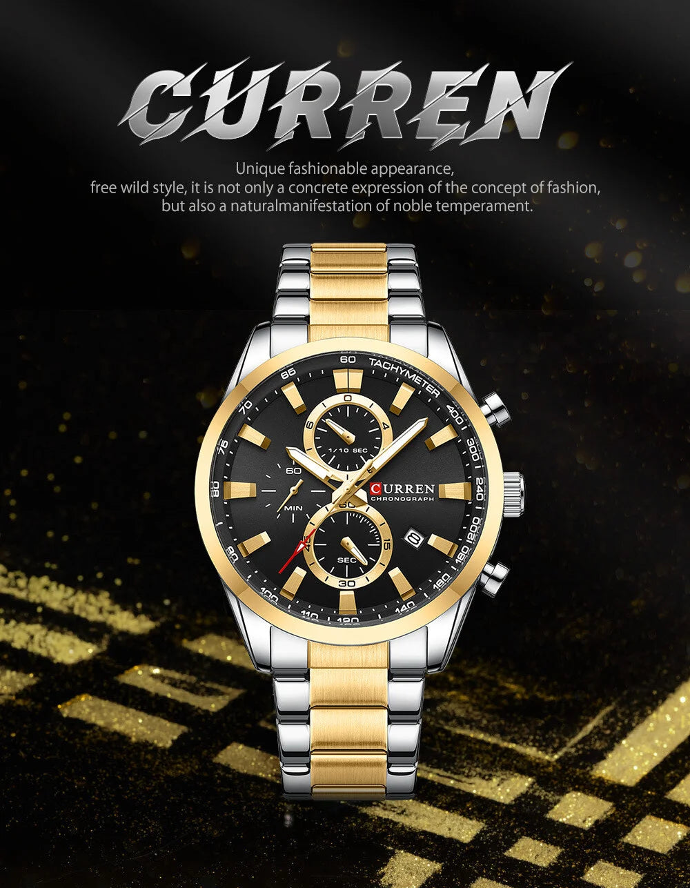Curren 8445 Men’s Quartz Watch with Calendar and Steel Band