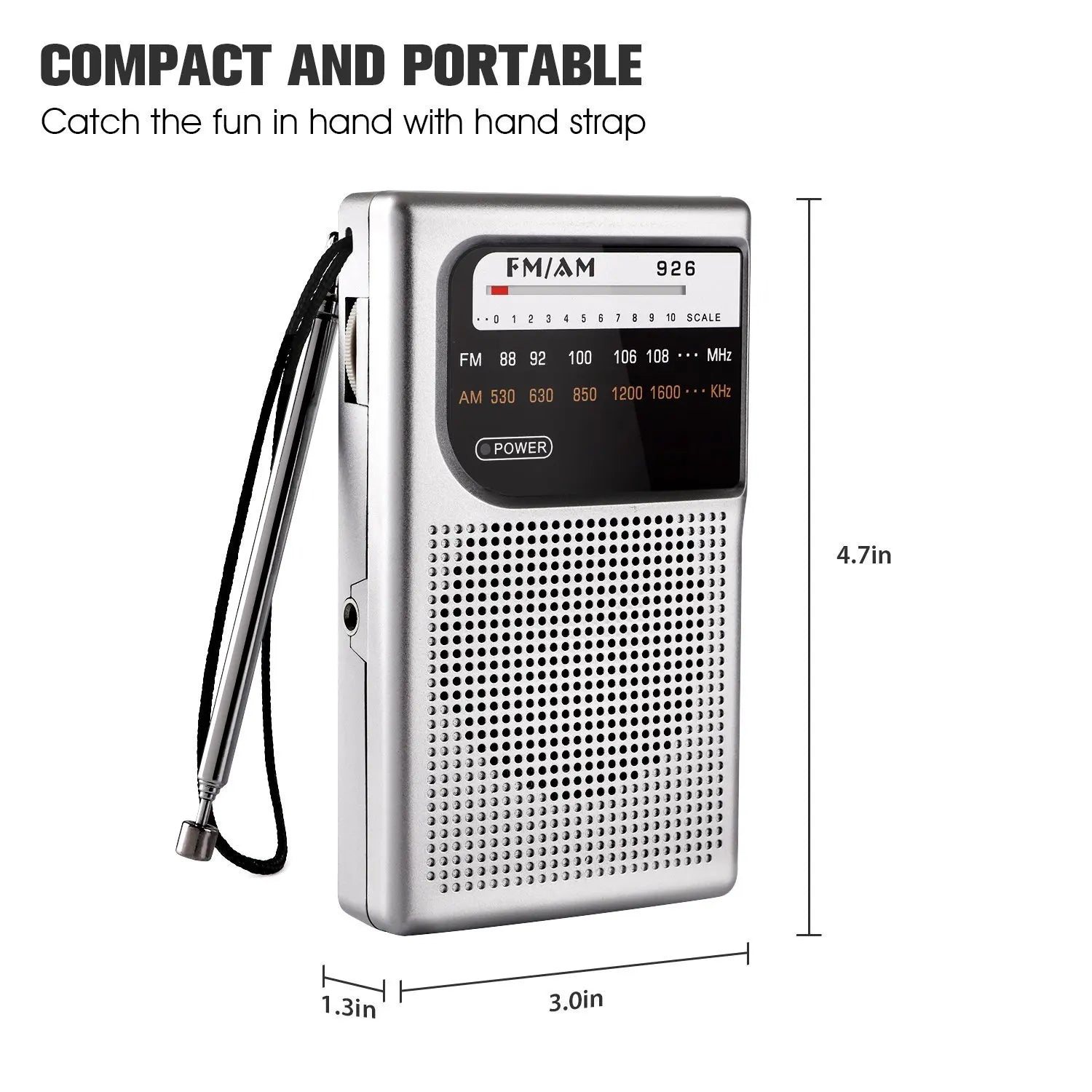 Portable mini AM / FM radio dual band stereo pocket suitable for hiking camping with headphone jack
