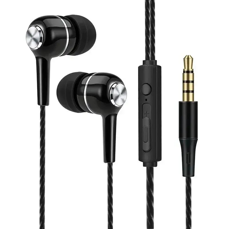 3.5mm Wired Headphones In Ear Headset Earphones with Microphone Bass HiFi Stereo Earbuds Sports In-line Control