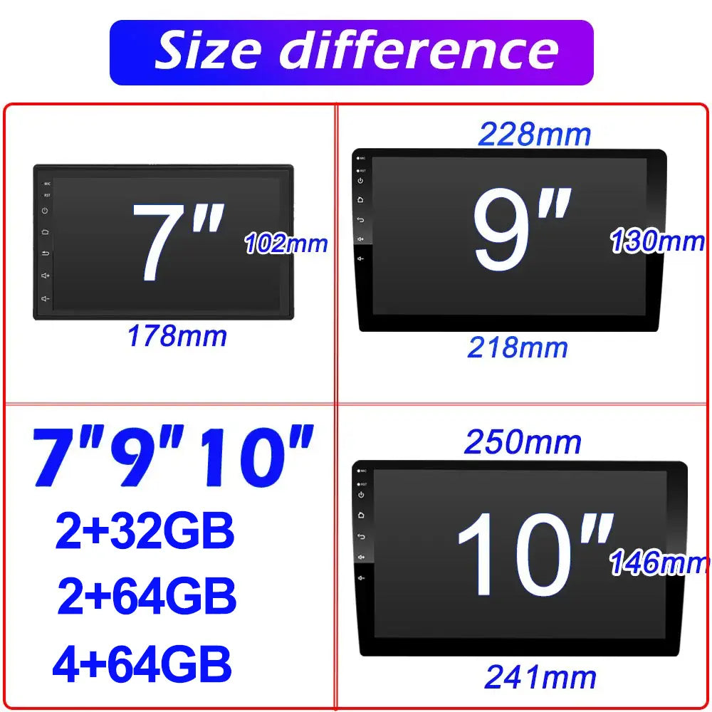 7/9/10 inch Universal Android 13 Car Radio 32G/64G