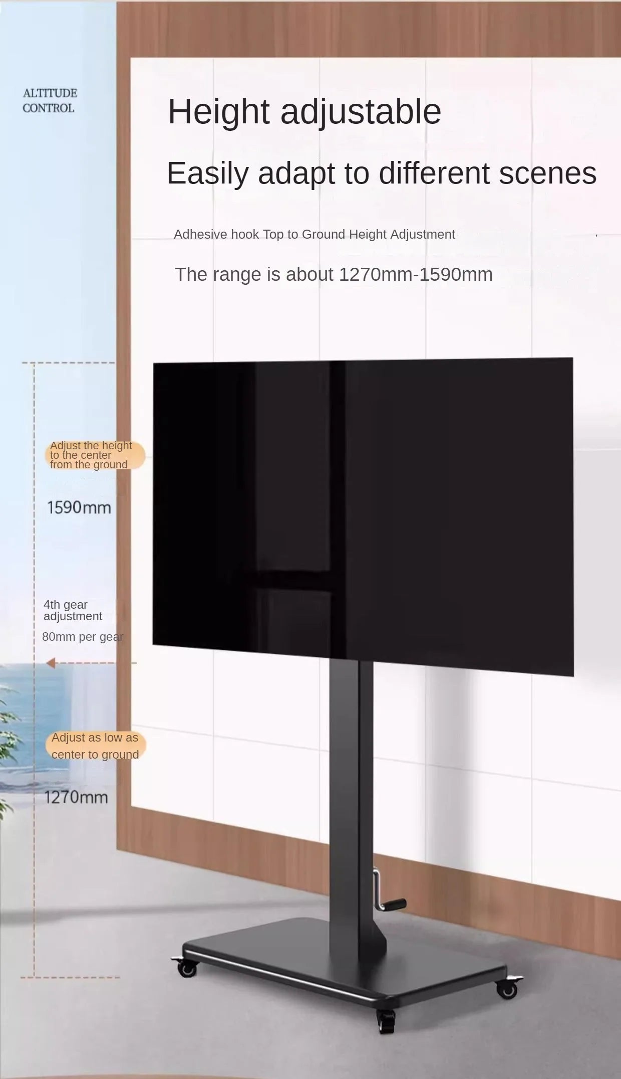 Floor TV Stand with Power Outlet Universal for 26-65 inch TVs up to 110 lbs Height Adjustable Swivel