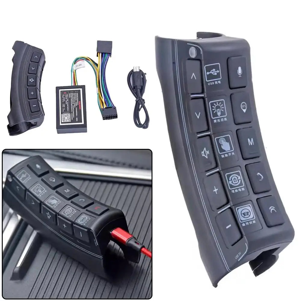 Car Bluetooth Steering Wheel Button Remote Control With Wiring Harness For 2 Din Android Radio Player 10-key I5W6