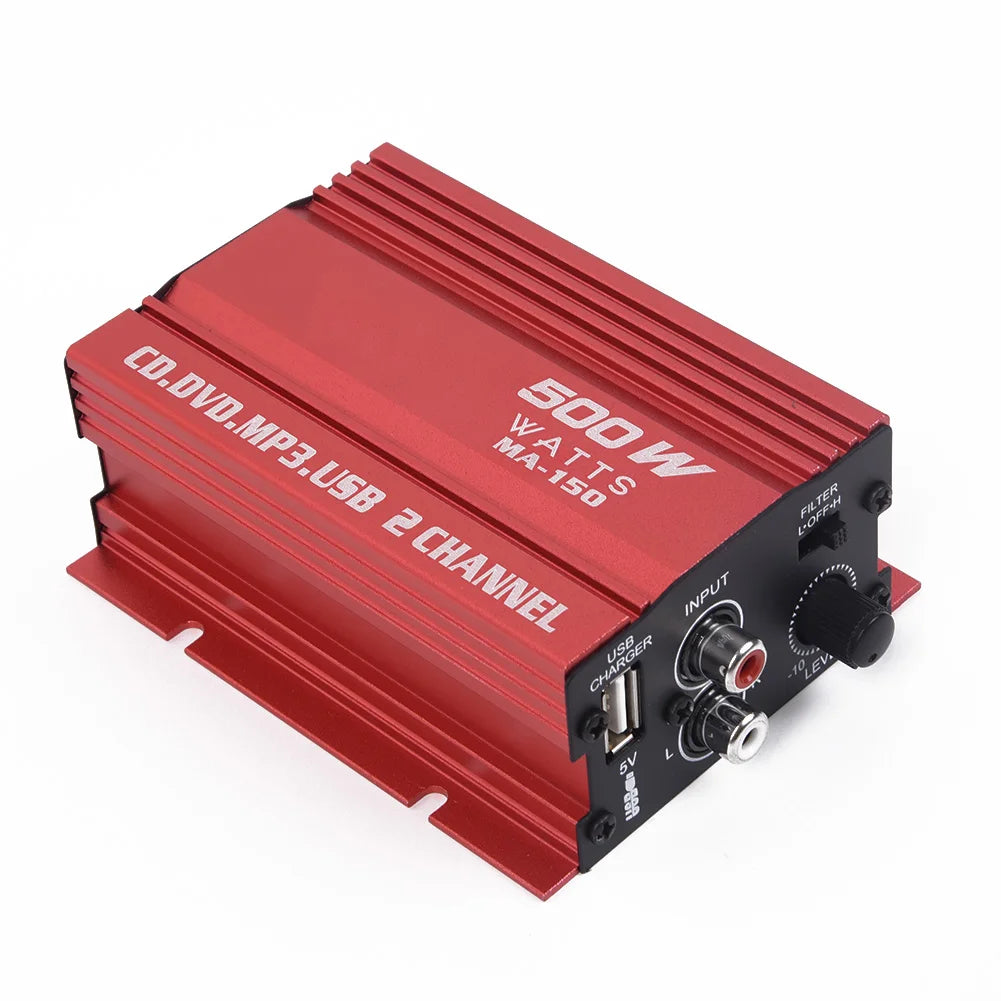 1 Set Car 12V 500W 2 Channels Mini Hi-Fi Stereo Audio Amp Subwoofer Automotive Accessories