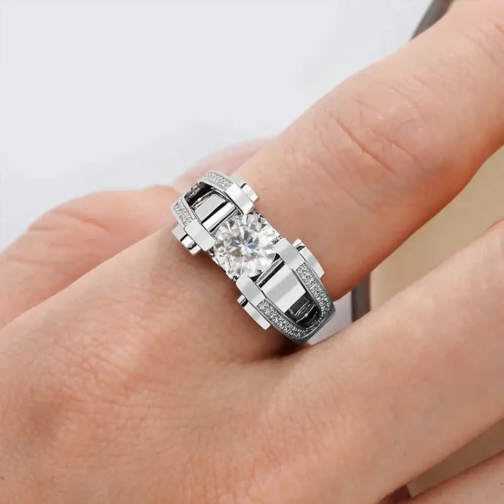 2ct Moissanite Diamond Men’s Rings 925 Sterling Silver White Gold 18K Brilliant Engagement Wedding Jewelry for Men