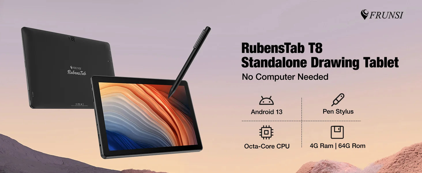 Frunsi Standalone Drawing Tablet Pad with Screen No Computer PC Needed Android 13 10 Inch IPS HD Monitor Display WIFI