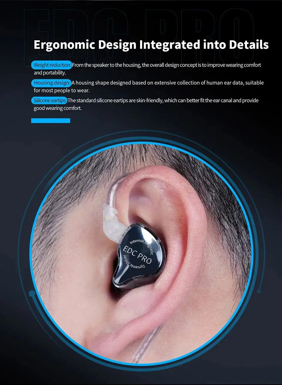 KZ EDC PRO Wired Earphone Large Dynamic Drivers Earbuds