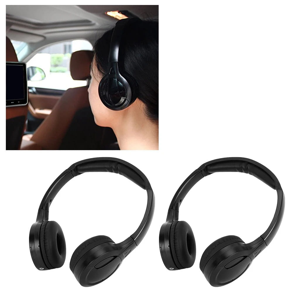 2 Channel Cordless Infrared IR Stereo Audio Headphone Earphone for Car Headrest DVD