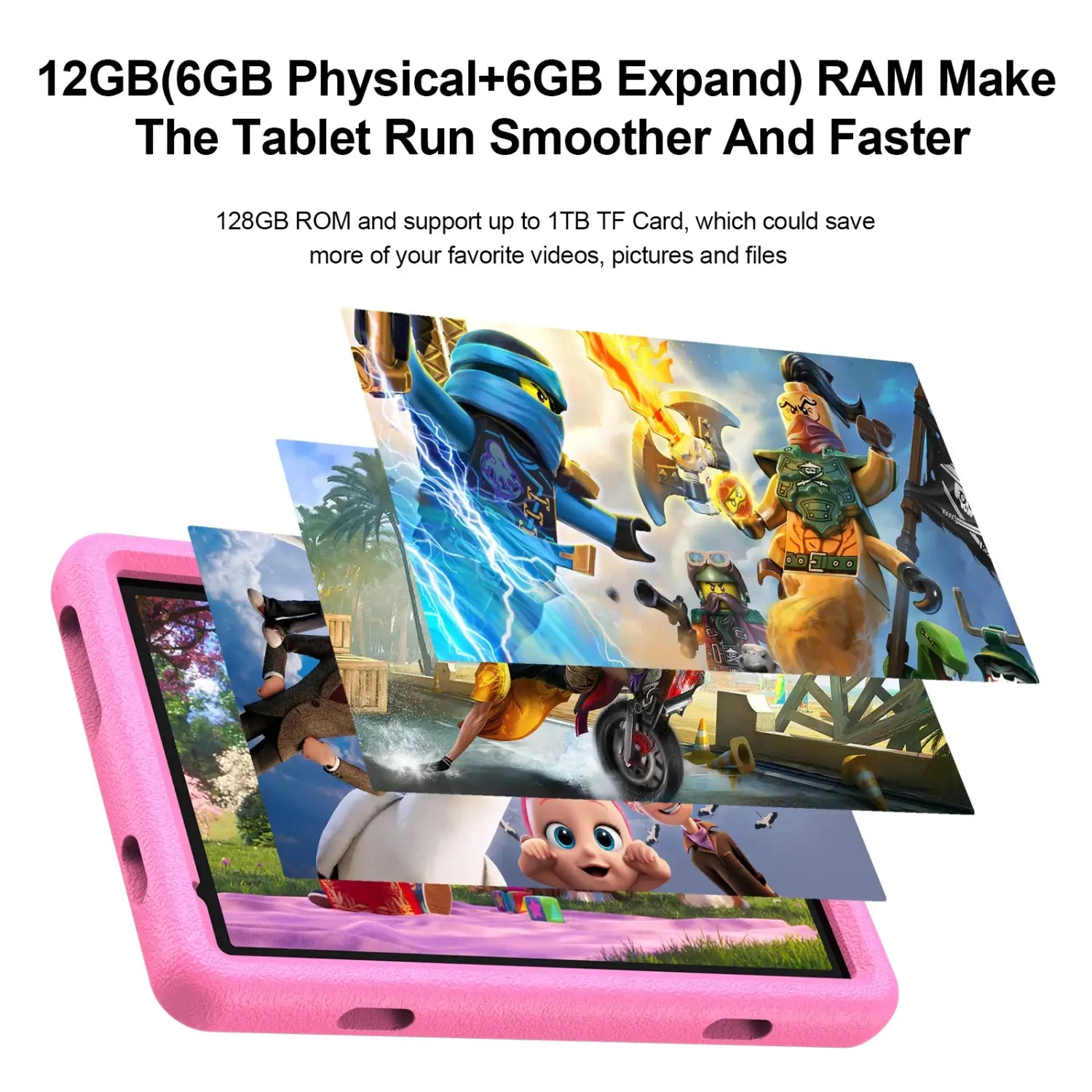 10.1 Inch Tablet for Kids Android 13 Octa-Core 4G LTE Dual SIM Parental Control 12GB RAM(6 + 6 Expand)/128 GB Storage