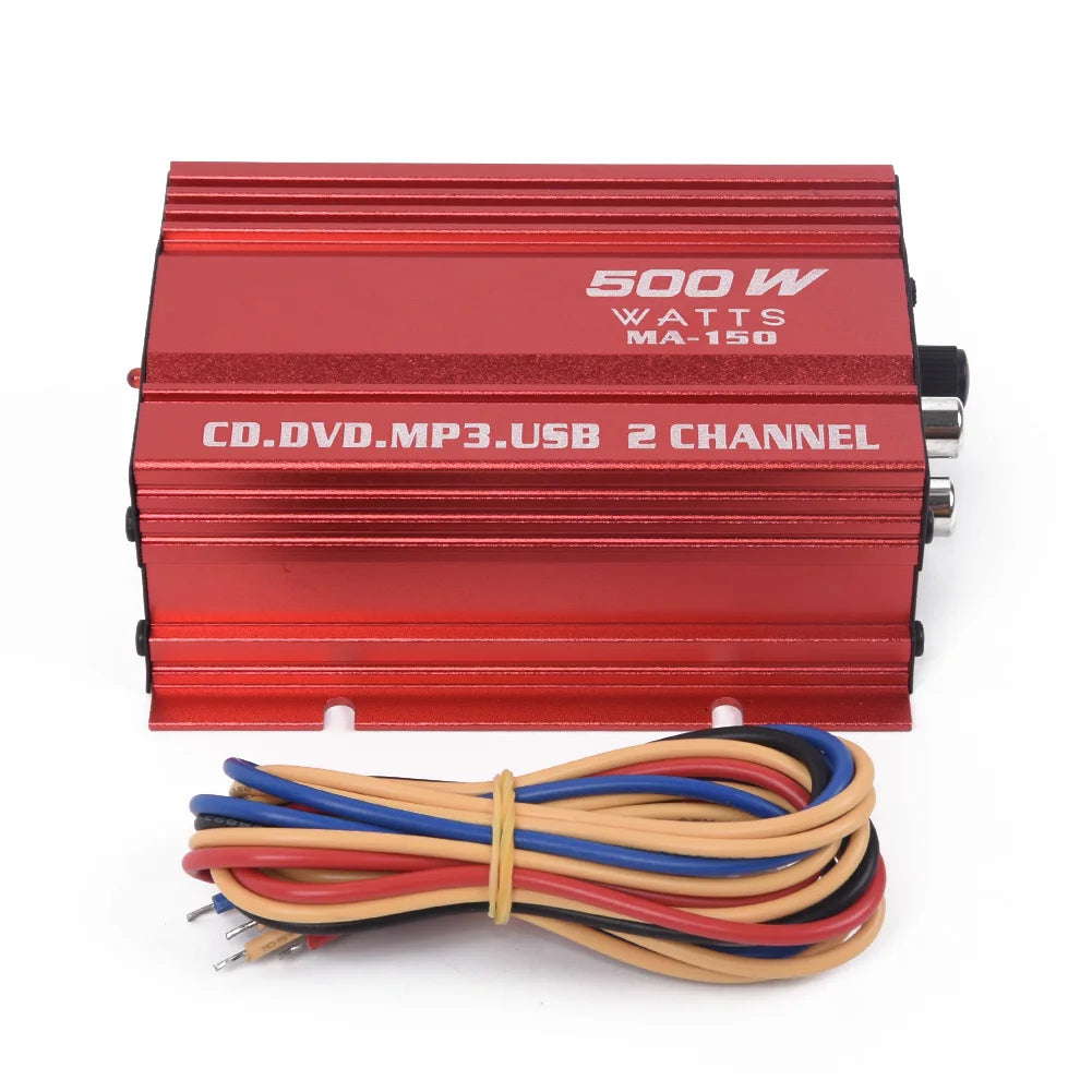 1 Set Car 12V 500W 2 Channels Mini Hi-Fi Stereo Audio Amp Subwoofer Automotive Accessories