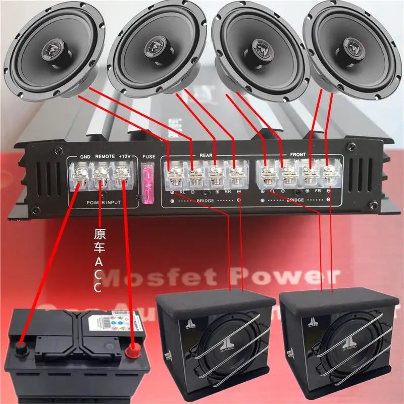 2800W5800W Car Audio Amplifier Four-Channel Is Suitable for Modified Subwoofer