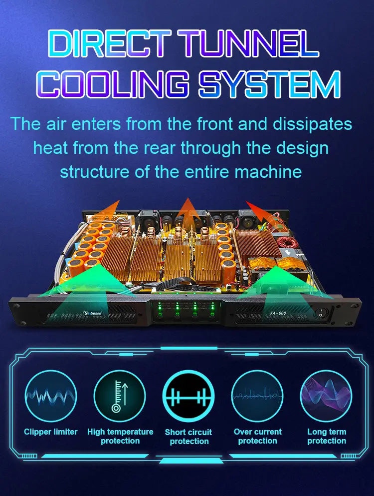 Sinbosen Class D 4 Channel Amplifier K4-600 Professional Digital Power 600w 8 Ohm