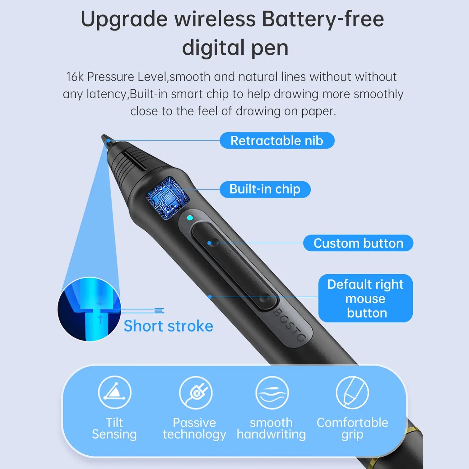 BOSTO BT-13HDK Portable Graphics Drawing Tablet 13.3 Inch H-IPS LED Screen Display Anti-glare Digital Art Pad