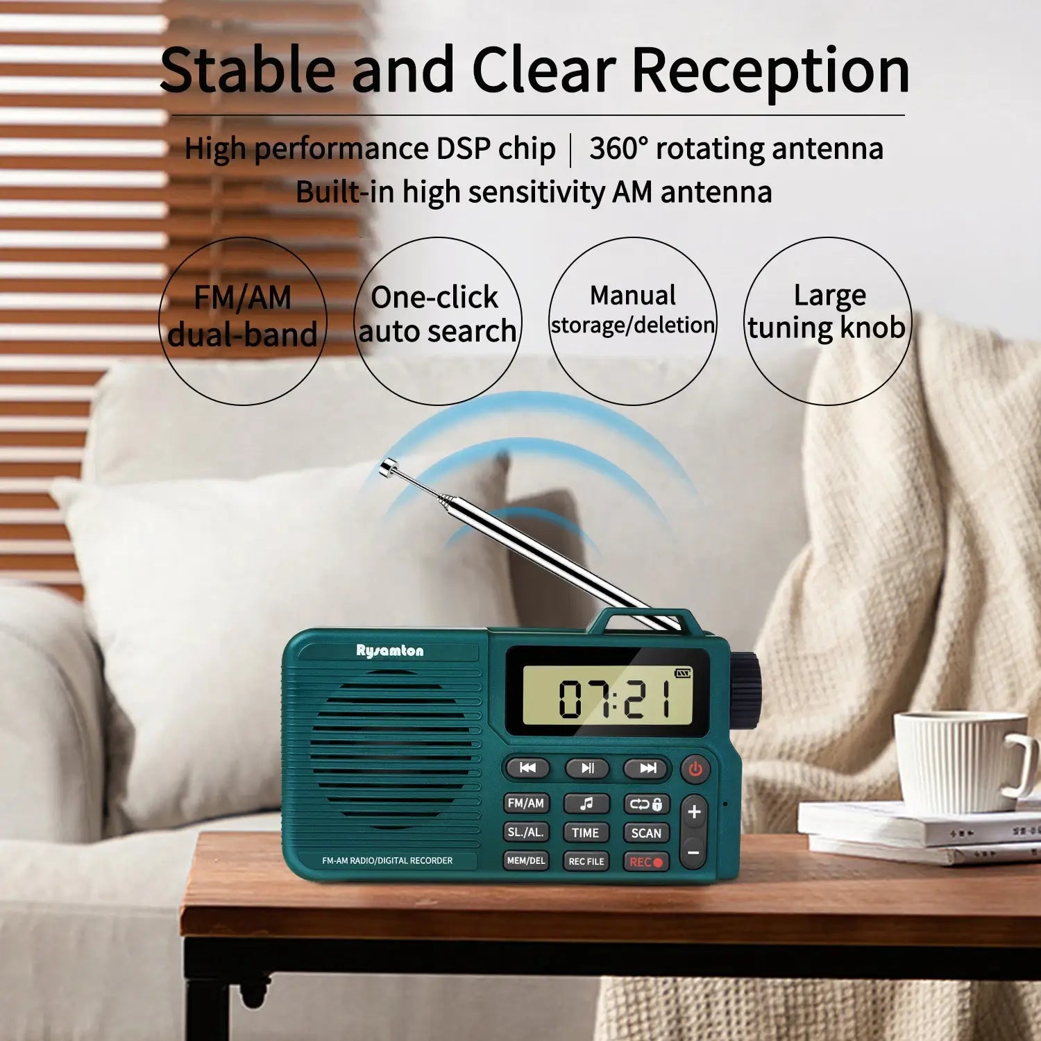 Portable AM/FM Radio Small Pocket with Bluetooth Bass Speaker Support Micro SD Card and Record Long Battery Life
