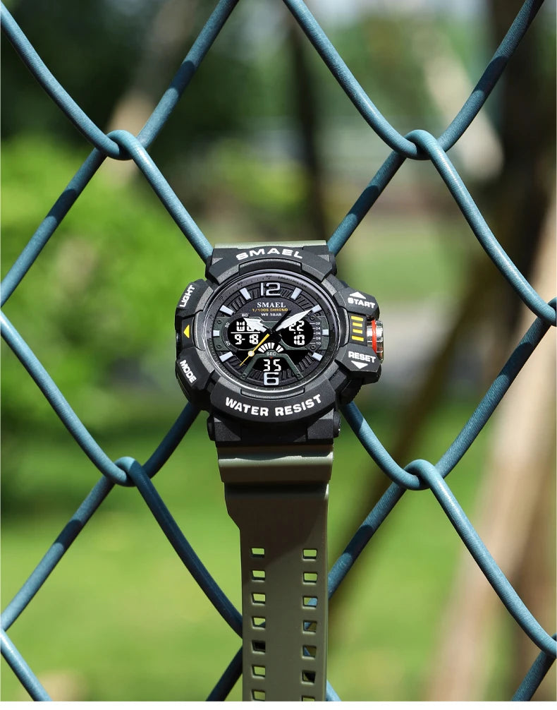 Sport Watch Men SMAEL 50M Waterproof Wristwatches Dual Time Display Multi-function Sports Clocks 8065 Mens Watches