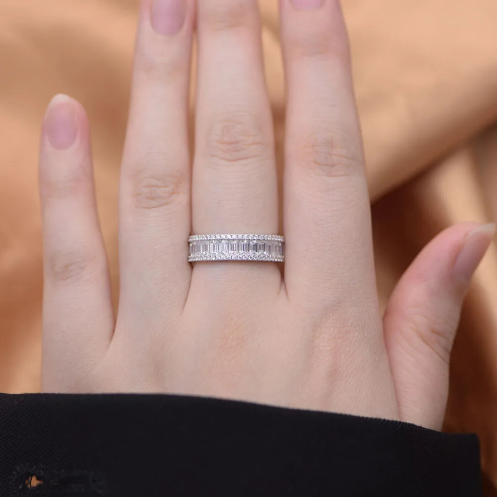 Wedding ring Set 925 silver jewelry wholesale fine Micro Inlaid Zircon Engagement Eternity Band rings women