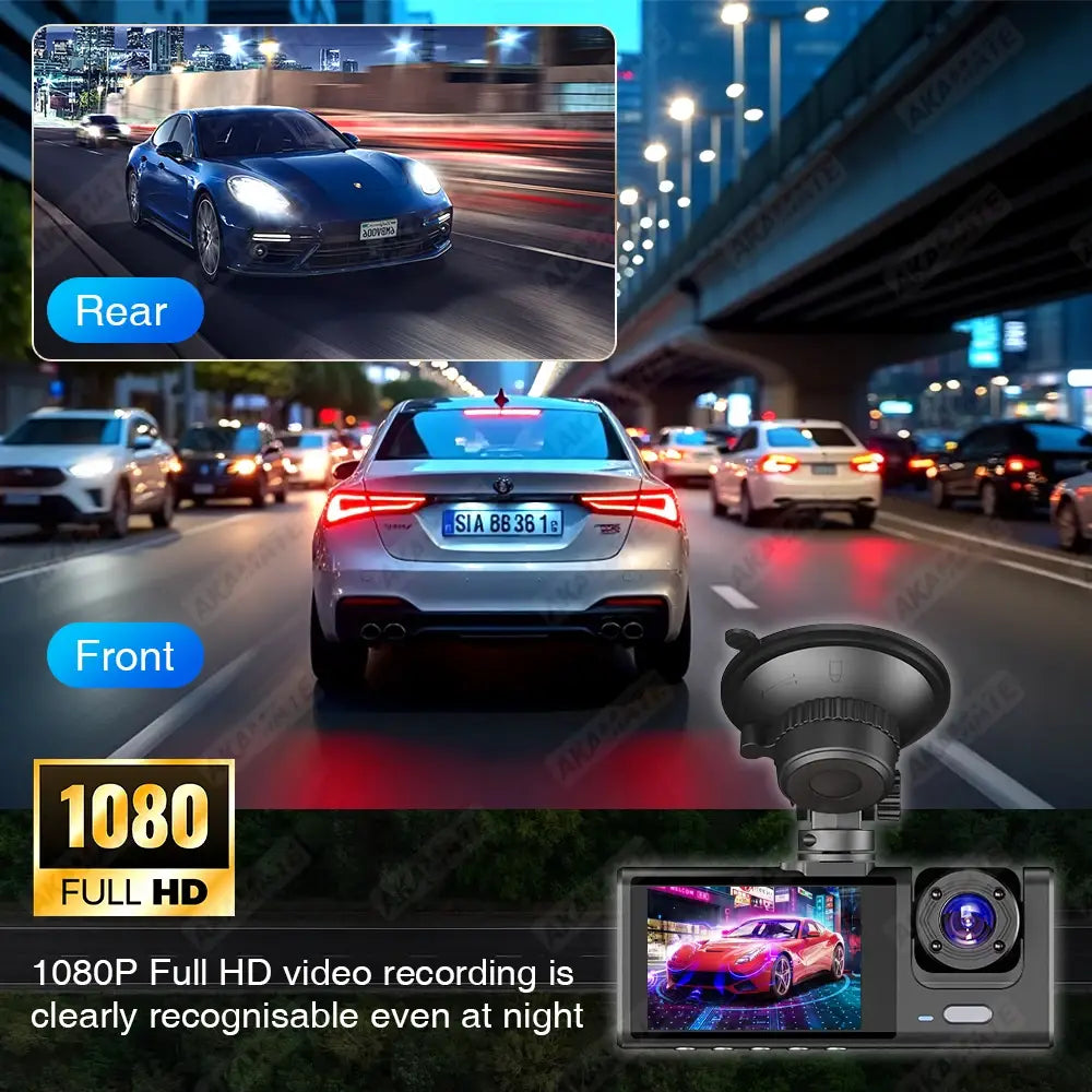 Car DVR 3 Cameras Recorder Rear Inside Vehicle 3-Lens Dash Cam Three Way Camera DVRs Dashcam Channel Video Camcorde